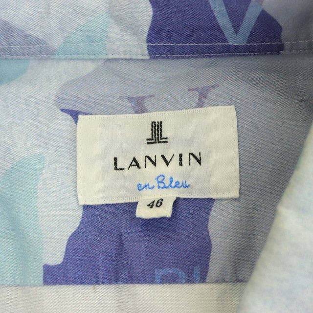 LANVIN en Bleu(ランバンオンブルー)20AW プリントデザイン シャツ 長袖 レギュラーカラー 総柄 ロゴ 46 S 青 ブル –  サステナブルなECサイト サステナモール