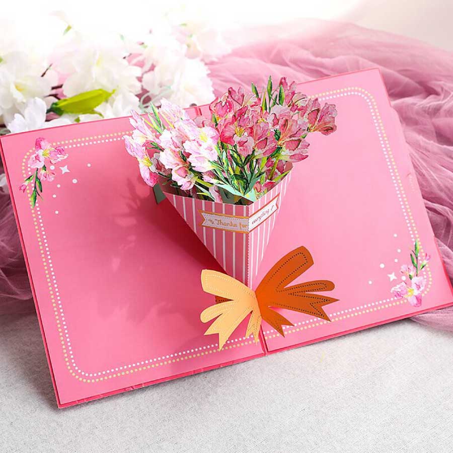 立体 ピンク バースデーカード 花 グリーティングカード 母の日 3Dポップアップカード 誕生日 メッセージカード 飛び出す 封筒付き プレ –  サステナブルなECサイト サステナモール