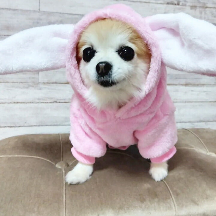 ピンク ロンパース XLサイズ モコモコ 犬服 ペット服 犬用 - 犬服