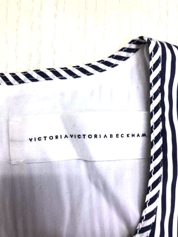 USED古着(ユーズドフルギ)Victoria Victoria Beckham ヴィクトリアヴィクトリアベッカム ストライプノースリーブワンピース