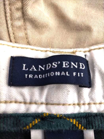LANDS END(ランズエンド)チェックブランケット付き 2タックチノパンツ