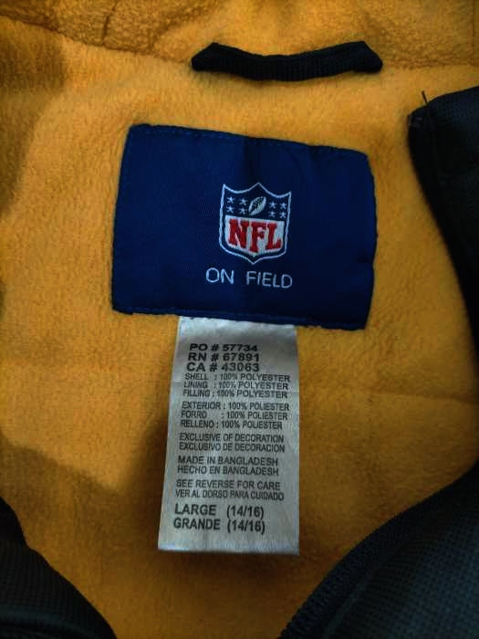NFL(エヌエフエル)90S チームロゴ刺繍 フーディージャケット 裏フリース
