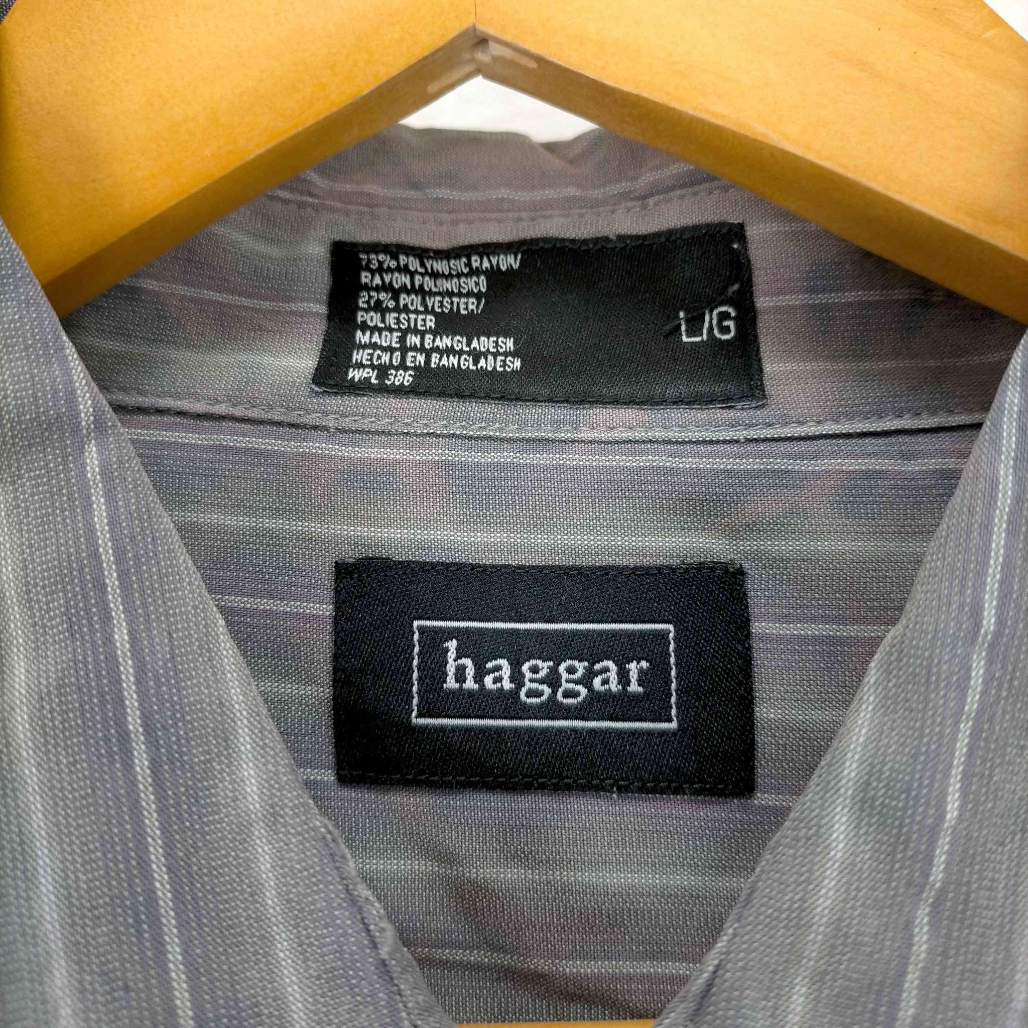 HAGGAR(ハガークロージング)ブリーチ加工 ストライプ BOXシャツ