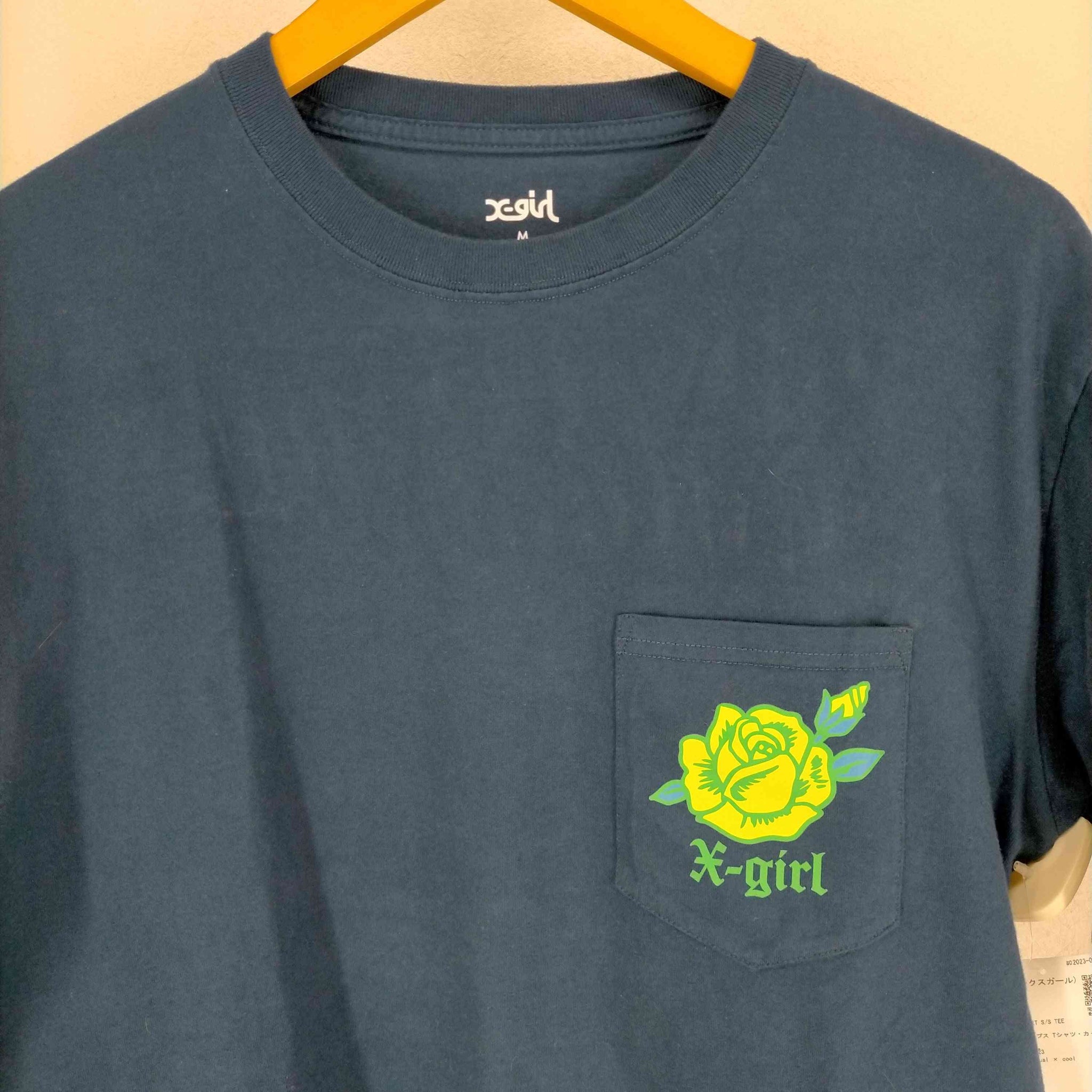 X-girl(エックスガール)23SS ROSE POCKET S/S TEE