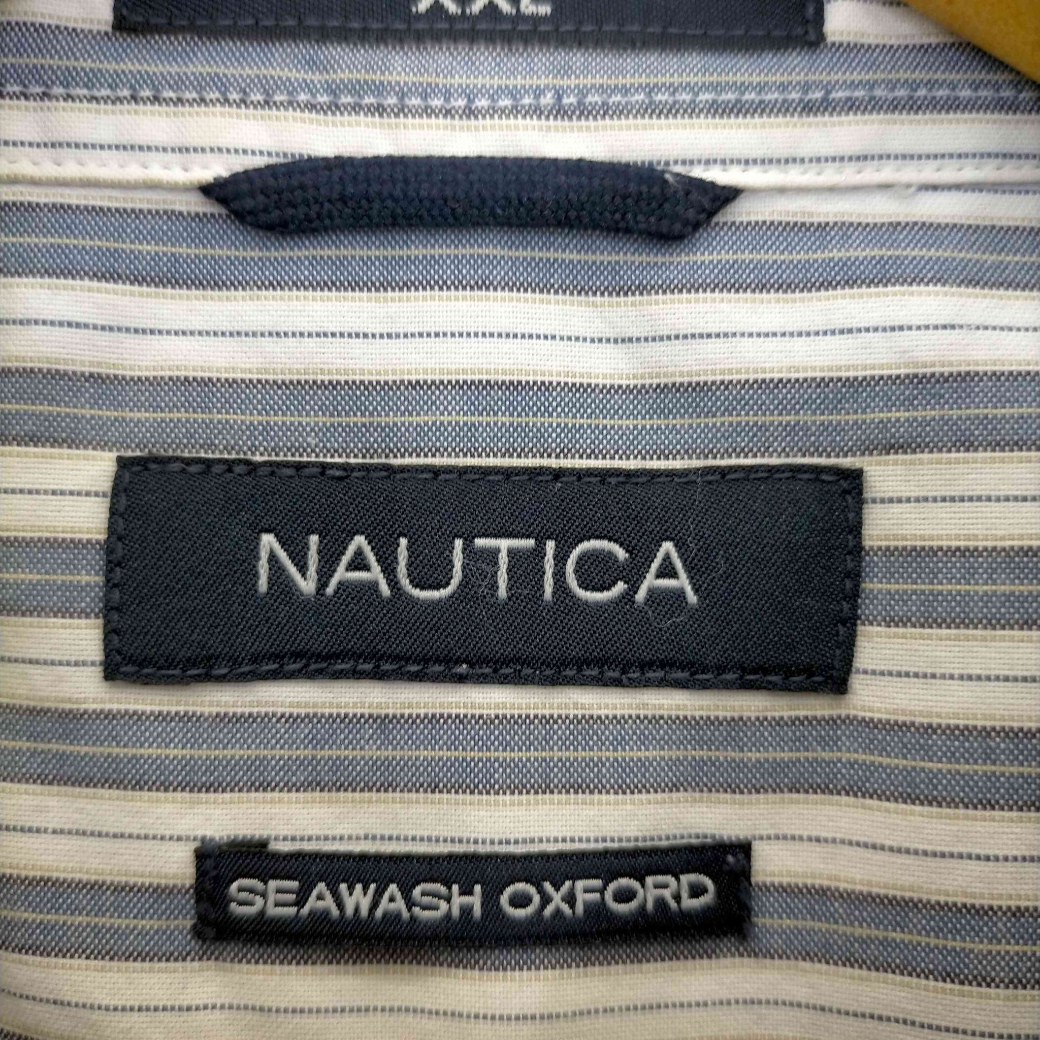 NAUTICA(ノーティカ)ロゴ刺繍 オーバーサイズボタンダウンストライプシャツ