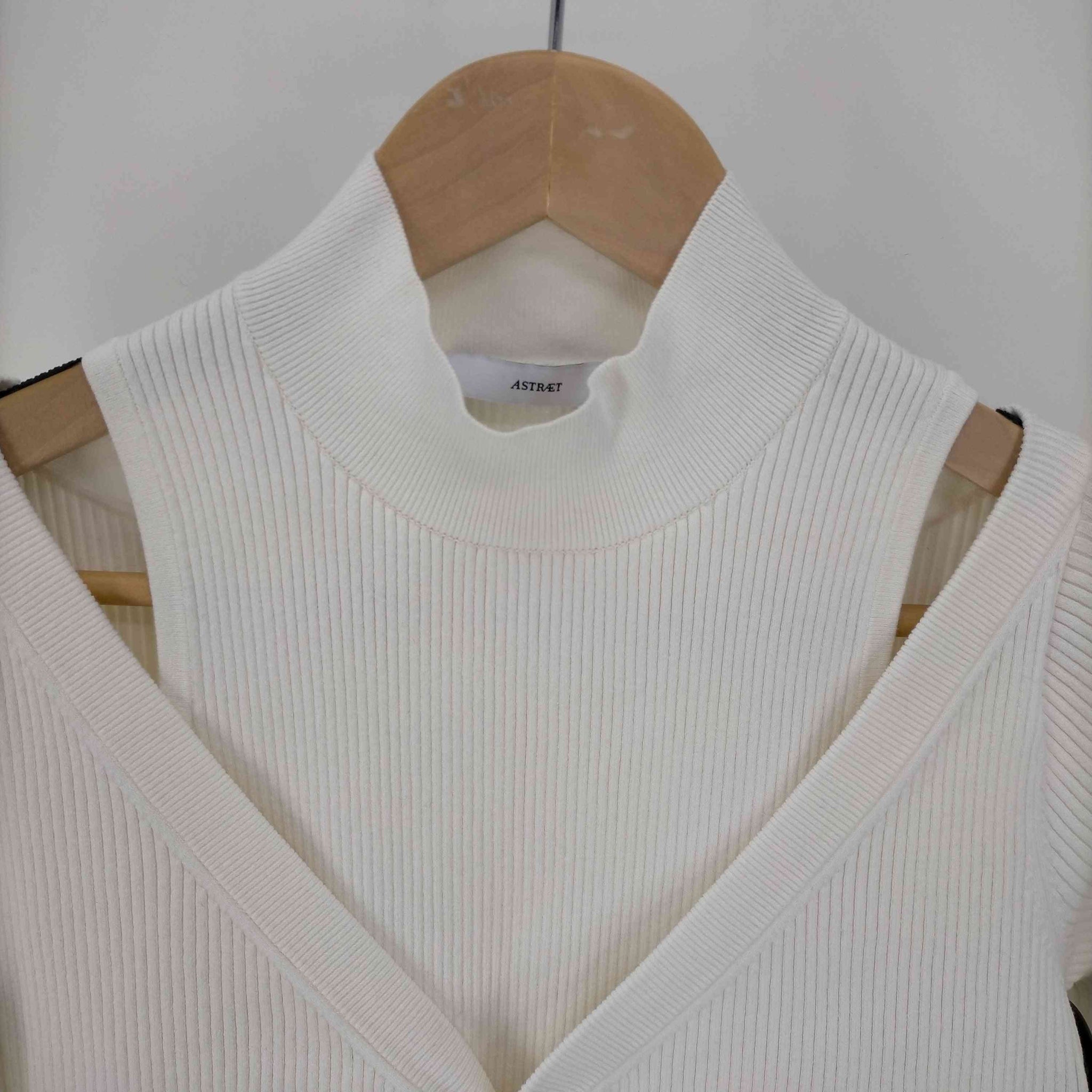 ASTRAET(アストラット)23SS Short Sleeve Sweater R/N/P 14G リブ ワイドVネック カーディガンセット