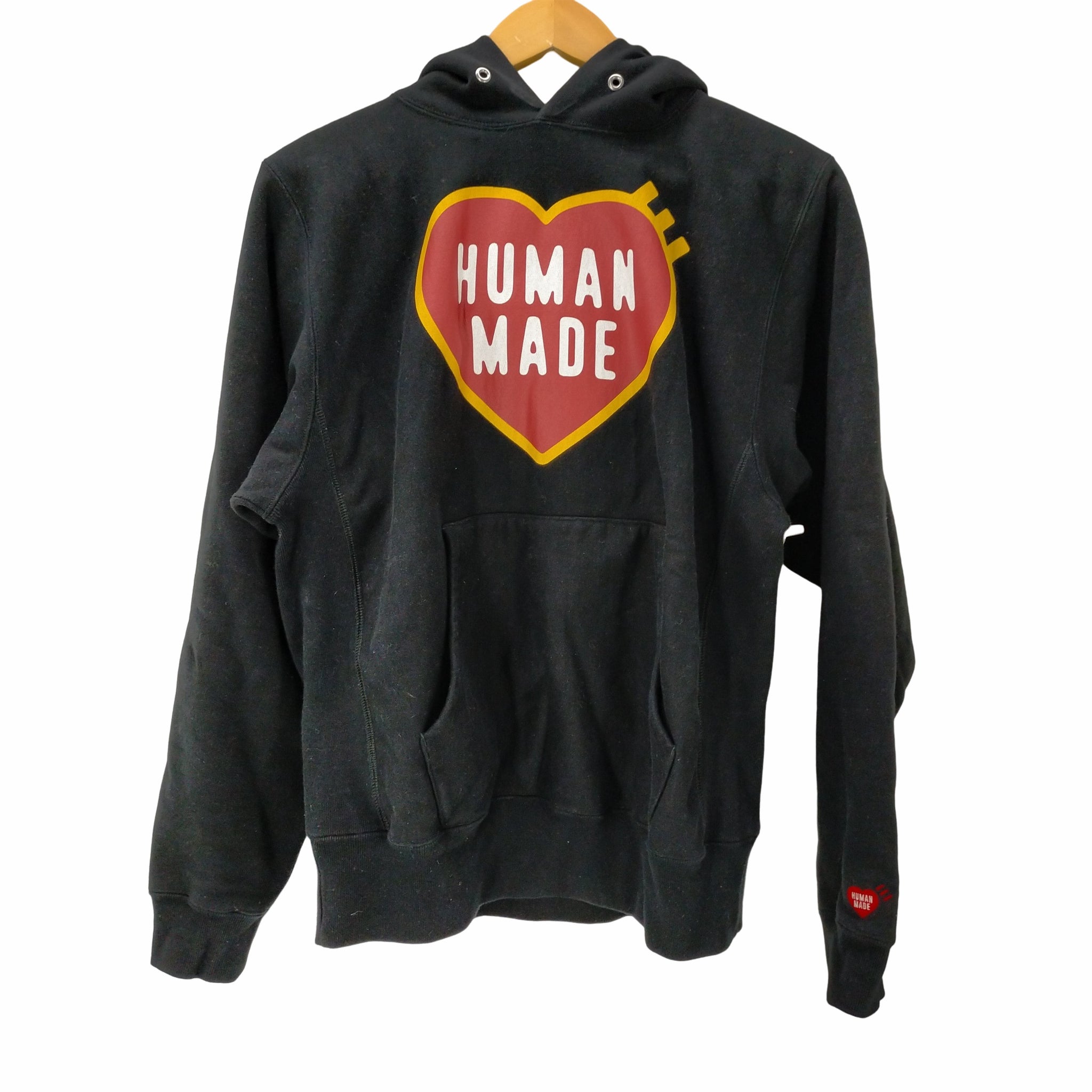 HUMAN MADE(ヒューマンメイド)23aw HEAVY WEIGHT HOODIE 袖ロゴ 刺しゅう ハートプリント パーカー