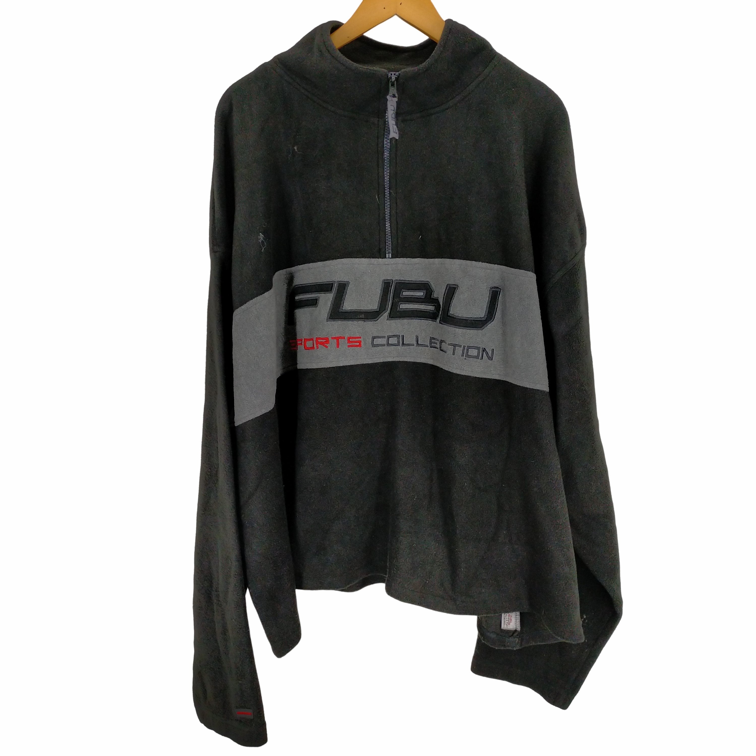 FUBU(フブ)90S ビッグロゴ刺繍 オーバーサイズ ハーフジップフリース