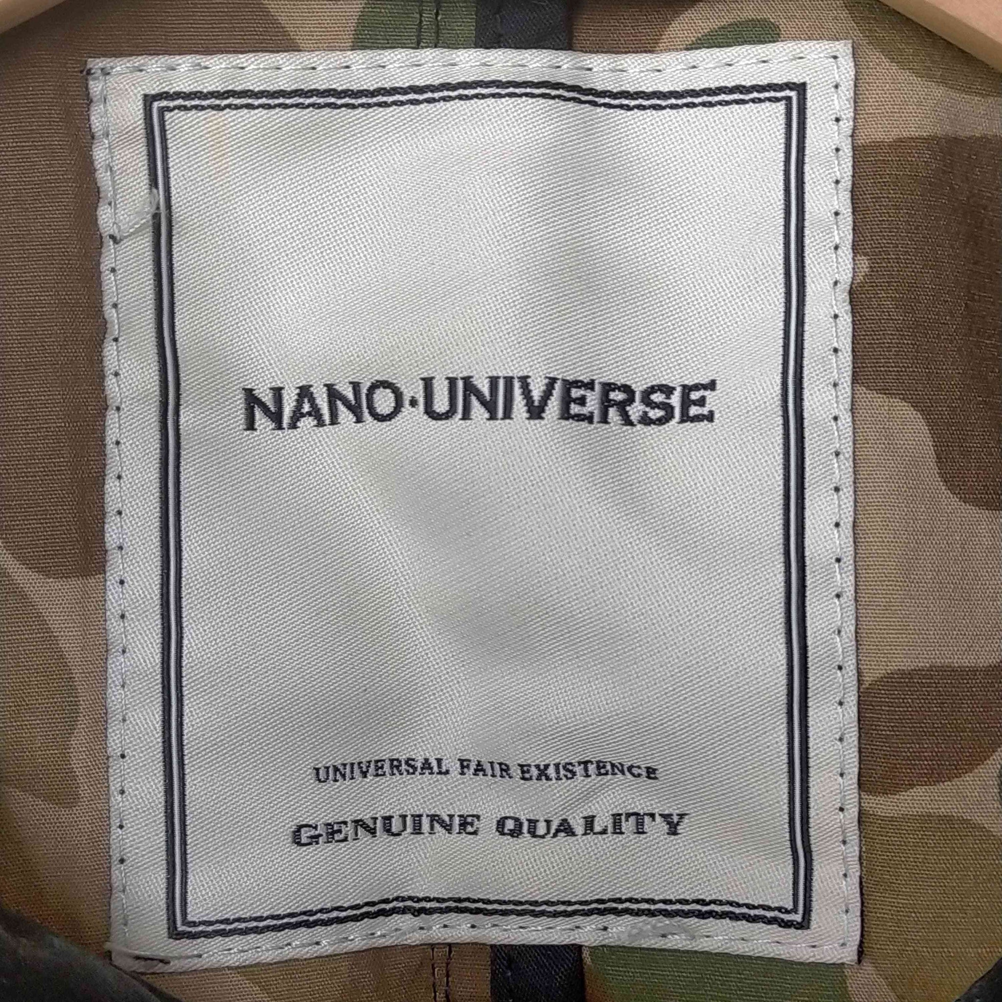 nano universe(ナノユニバース)裏地カモ柄 フード着脱 ステンカラーコート