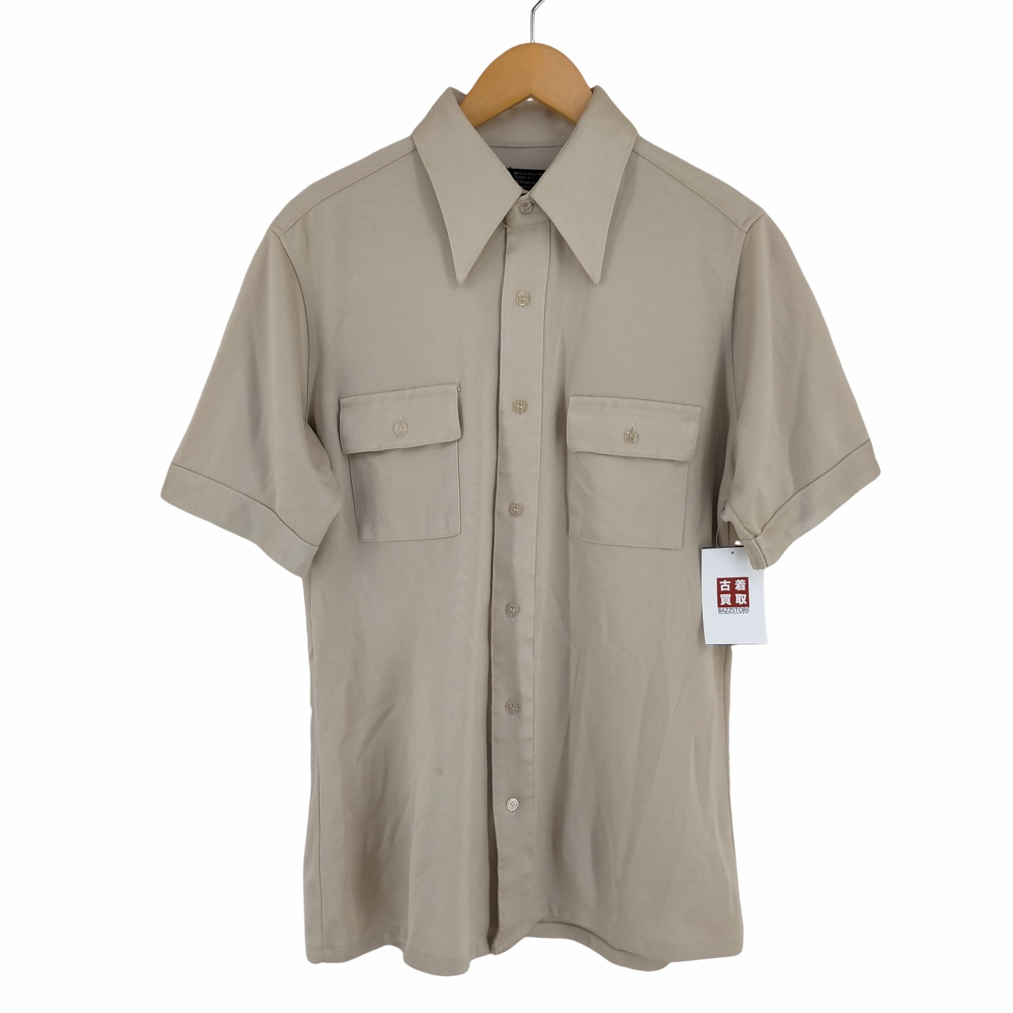 JC Penney(ジェーシーペニー)70S 韓国製 長襟 サテンワークシャツ