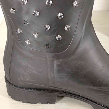 SAINT LAURENT PARIS(サンローランパリ)Rubber Crystal Rain Boots ストーン付き ロングレインブーツ