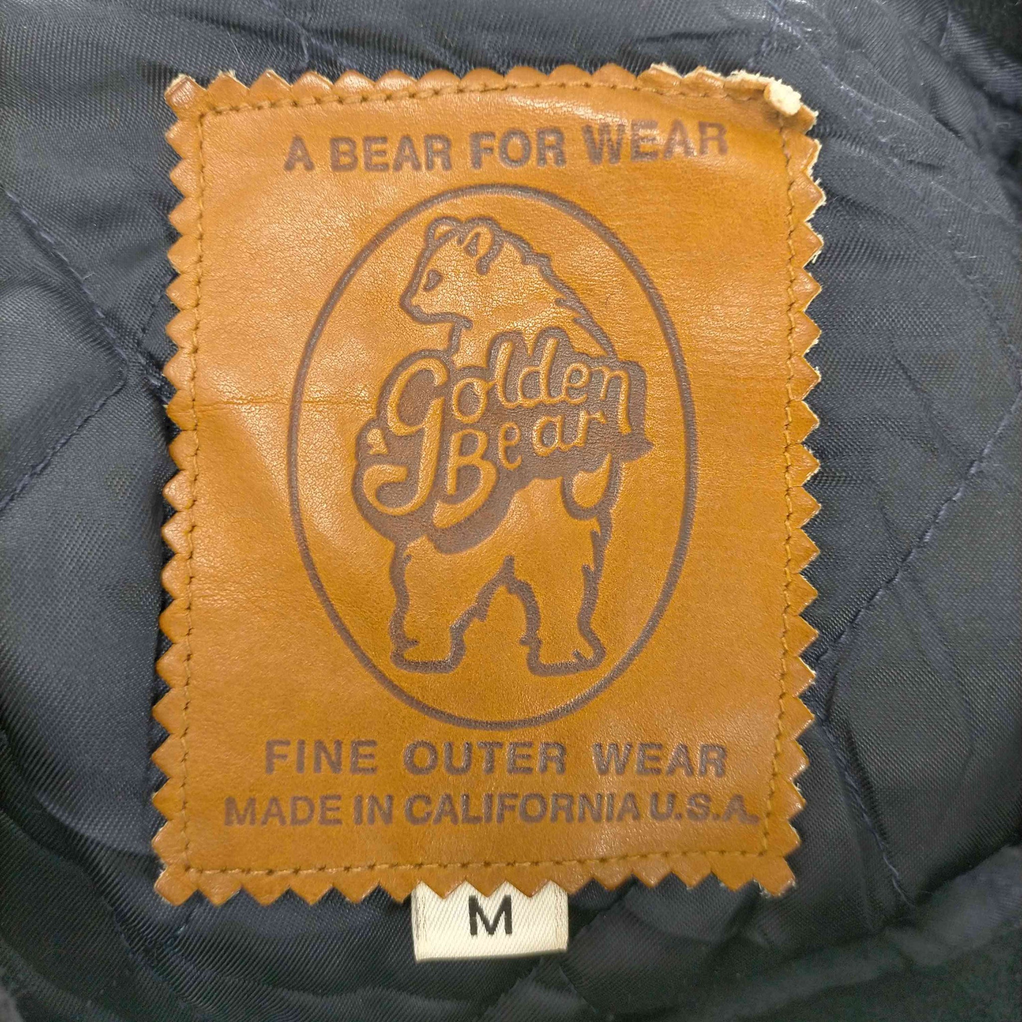 Golden bear(ゴールデンベアー)USA製 企業ロゴ レザー切替 ウールスタジャン