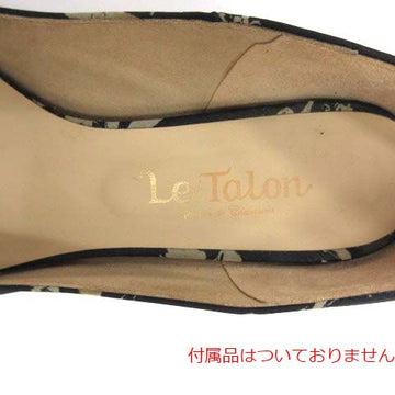 Le Talon(ルタロン)パンプス ハイヒール 花柄 リボンモチーフ 23.5cm 紺 ネイビー /YO20