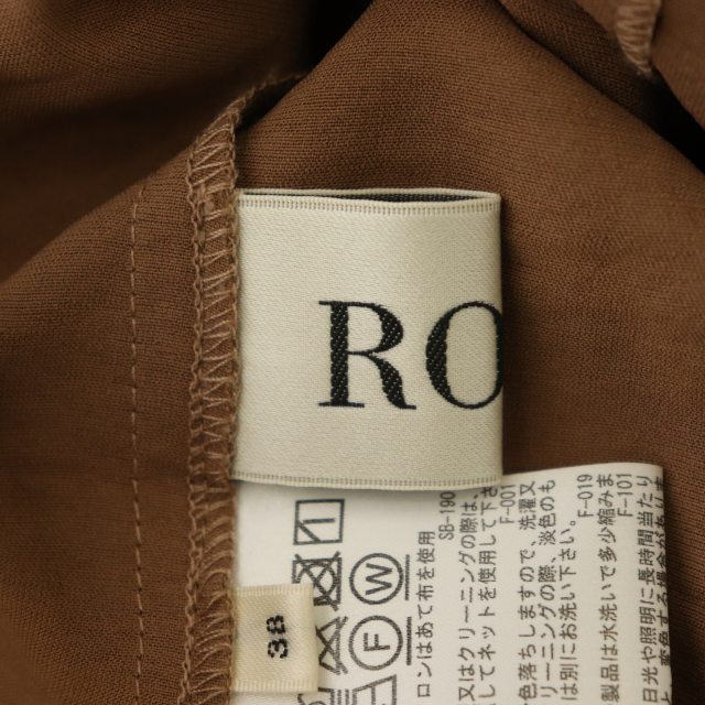 ROPE(ロペ)21AW サテン ブラウス シャツ プルオーバー 長袖 38 茶 ブラウン /HK