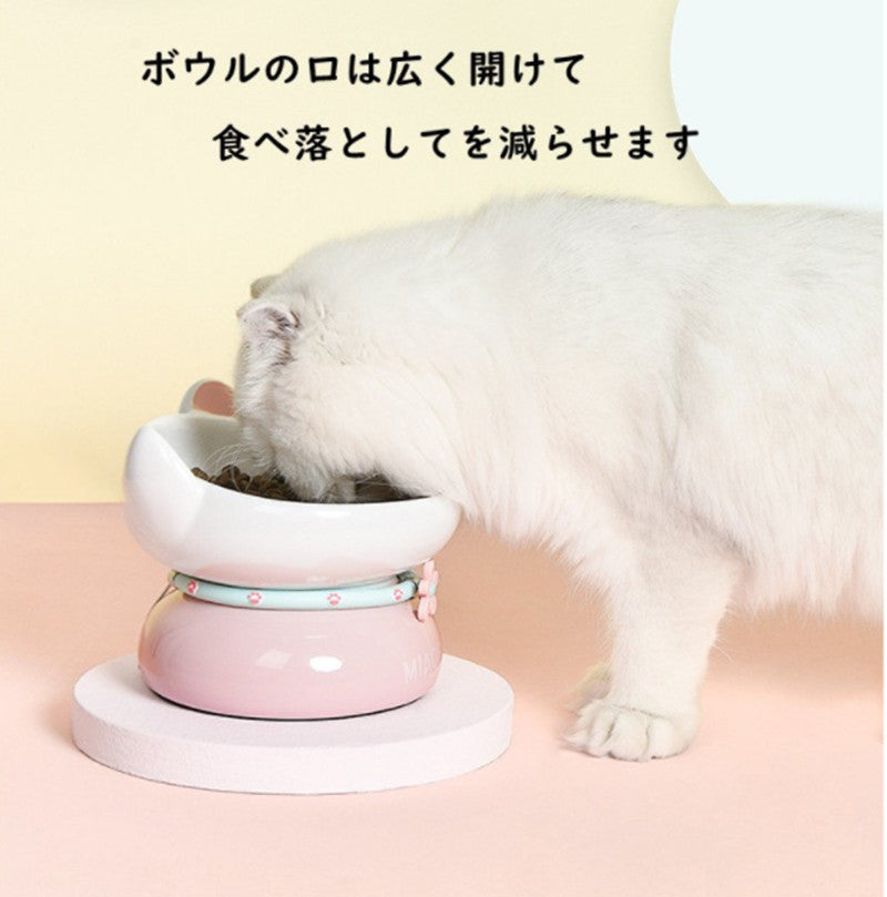 猫 ボウル 陶器 猫食器スタンド 猫食器台 フードボウル 餌入れ ペット 美しいデザイン