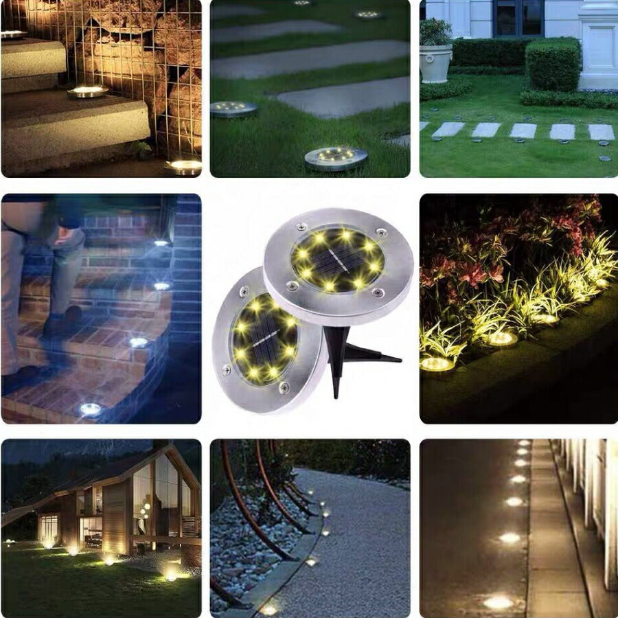 ガーデンライト埋め込みタイプLEDソーラー式ソーラー充電防水ライト光自動照明庭ガーデン長寿命おしゃれ送料無料