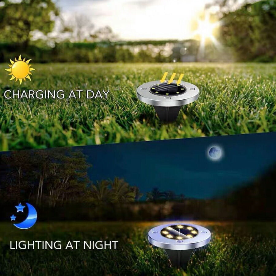 ガーデンライト埋め込みタイプLEDソーラー式ソーラー充電防水ライト光自動照明庭ガーデン長寿命おしゃれ送料無料