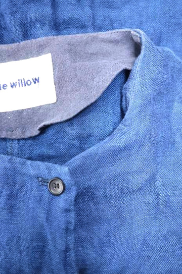blue willow(ブルーウィロウ)インディゴリネン ダブルノーカラージャケット