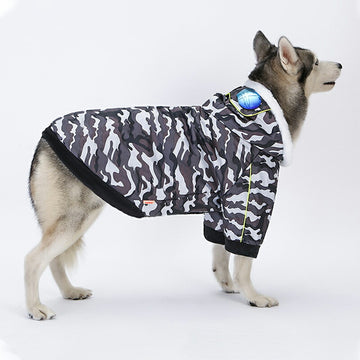 犬服 ブランド かわいい 防寒 PETFiND 犬 犬の服 秋冬 中型 大型 迷彩ブルゾンパーカー サングラス マジックテープ フード