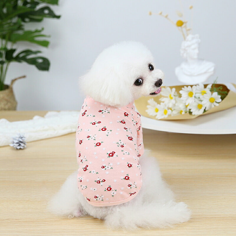 2021新作 PETFiND 犬服 花柄ハイネックシャツ ブランド ドッグウェア 花柄  おしゃれ 伸縮性 犬用 わんちゃん
