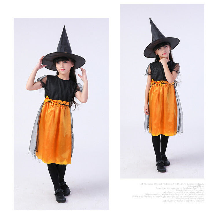 ハロウィンコスプレ衣装子供こどもキッズ女の子魔女精霊巫女仮装可愛い帽子ワンピースデビル