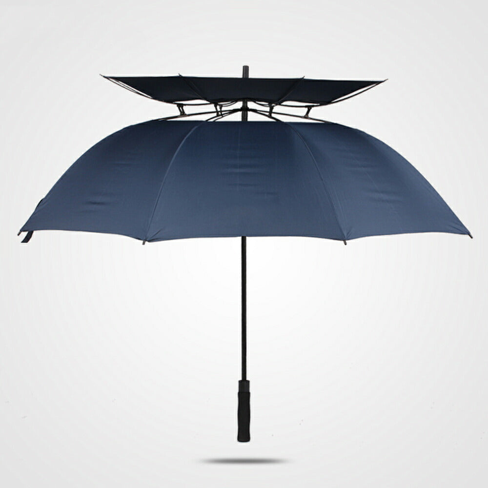 風が抜ける傘大きい雨傘直径135cm２重構造紳士傘無地風に強いグラスファイバー骨風が抜ける構造強風に耐える傘強風対応構造の傘男性用メンズ雨傘75cmx8本骨送料無料