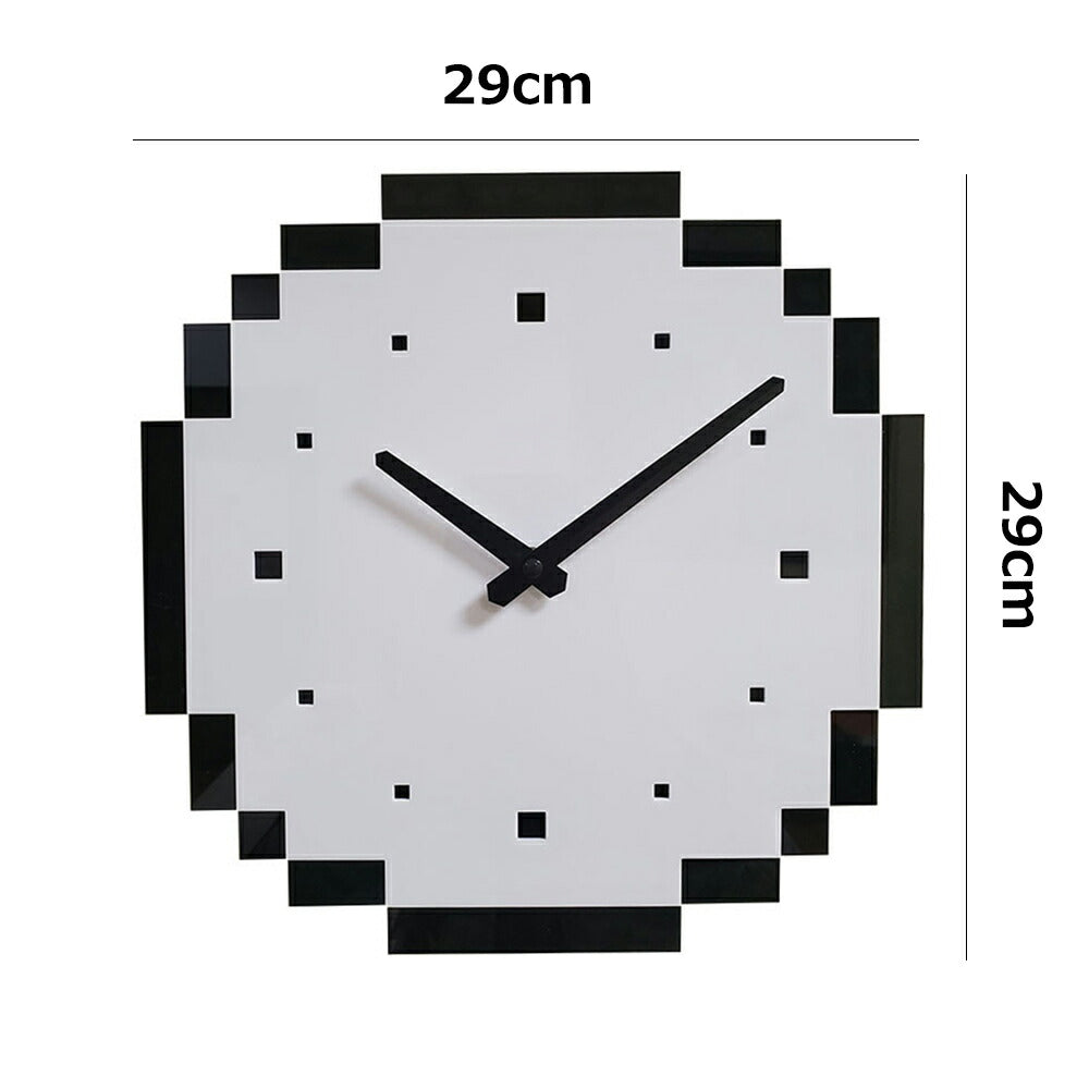 マインクラフト風壁掛け時計掛け時計おしゃれかわいいシンプル見やすい北欧丸形クロックウォールクロック誕生日ギフトプレゼントクリスマスハロウィンカチカチ音がしない仕様送料無料