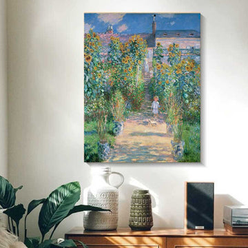 クロード モネ ヴェトゥイユのモネの庭 パネル 40cm×50cm 名画 絵画 インテリア 油絵 風景画 壁掛け 装飾 ホテル カフェ リビング ファブリック アートパネル プレゼント 母の日