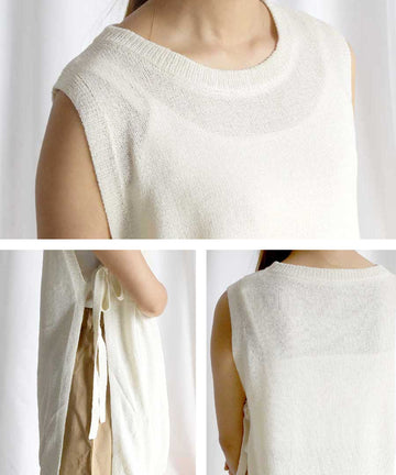 TT-yarn plain stitches knit vest 25070