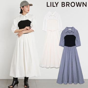 リリーブラウン Lily Brown  ビスチェドッキングワンピースS 黒 白