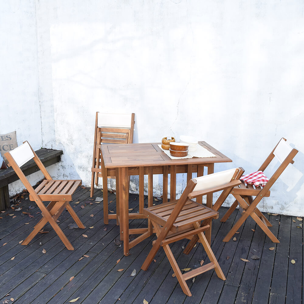 天然木折りたたみテーブル５点セット 木製 折りたたみ テーブルセット