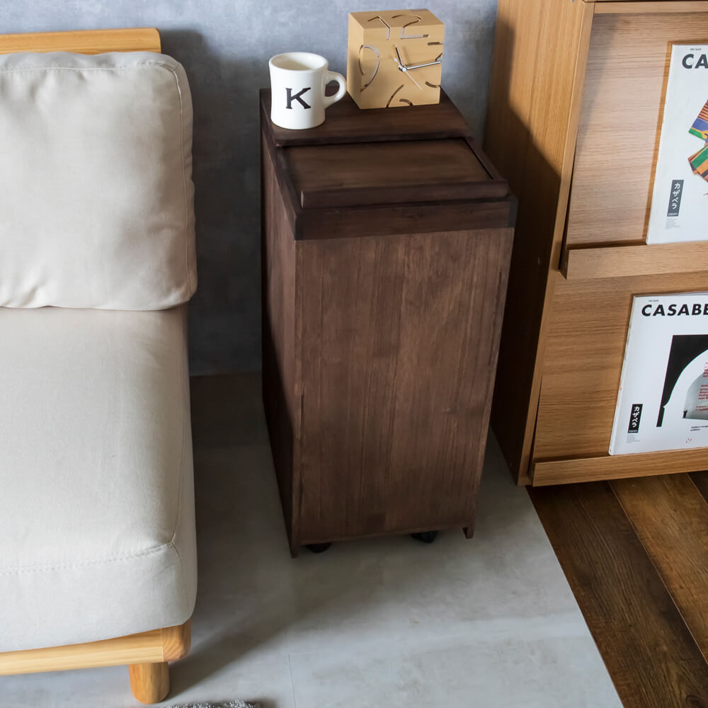 天然木スライド式ダストボックス ４５Ｌ ゴミ箱 ４５リットル 木製