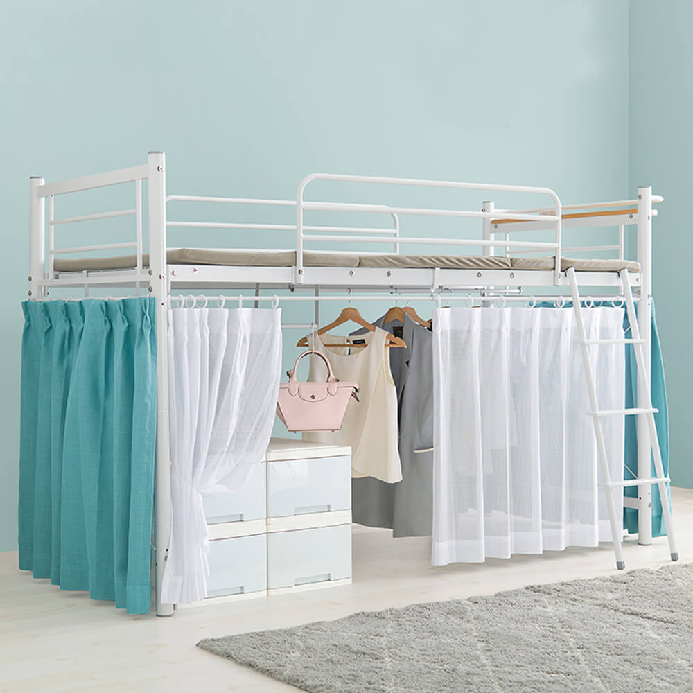 ロフトベッド　高さ１３９ｃｍ　ロフトベッド　シングル　カーテンを取り付けられるロフトベッド　ロータイプ　ベッドフレームのみ　パイプ　シングルサイズ　ベッド　ベット　コンセント付き　パイプベッド　２ｗａｙ　ハンガーポール　ベッド下