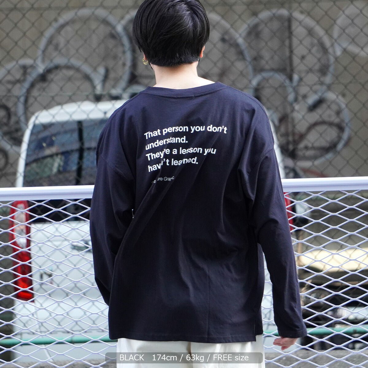 Tシャツ　長袖　ブラック　ロンT   ストリート　韓国　メンズ　オーバーサイズ - 9