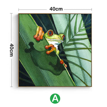 絵画 カエル 蛙 ファブリック パネル 枠付き 40×40cm アート 人気