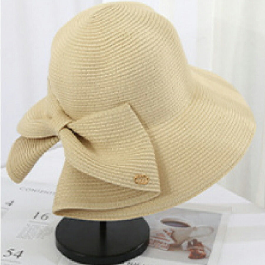リボン帽子バックスタイルおしゃれアクセント紫外線対策UVカット日差し対策涼しくツバ広レディースファッション小物送料無料